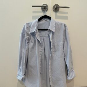 Mango Blue Striped Button Down Shirt